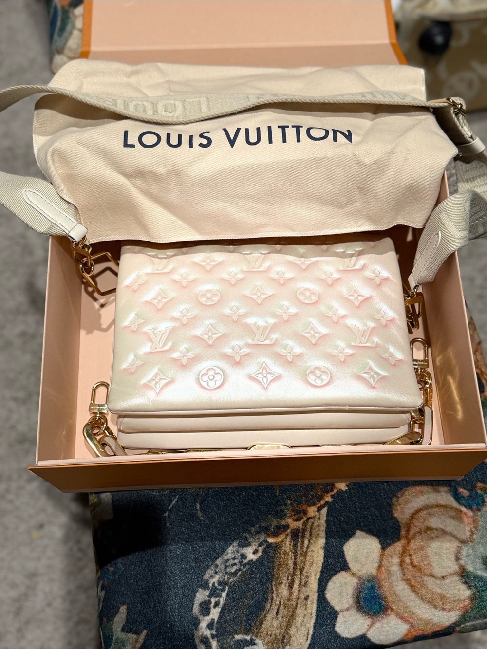 Louis Vuitton Cream and Pink Iridescent Monogram Shoulder Bag